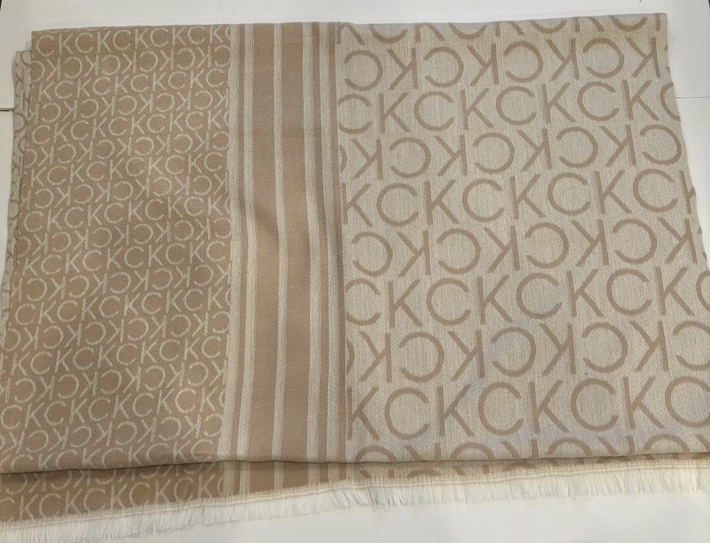 Calvin Klein Monogram CK Logo-Print Pashmina Wrap Scarf