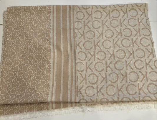 Calvin Klein Monogram CK Logo-Print Pashmina Wrap Scarf