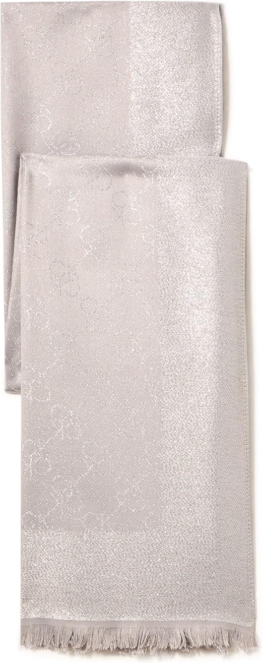 Calvin Klein Metallic Logo Scarf With Eyelash Fringe