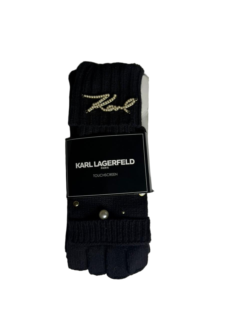 Karl Lagerfeld Essential Logo Knit Gloves | Black