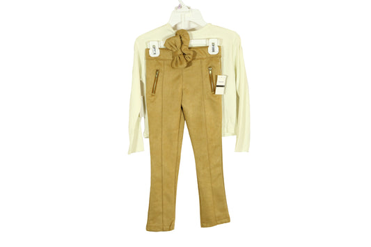DKNY girls' long-sleeve shirt and SUEDE pants set