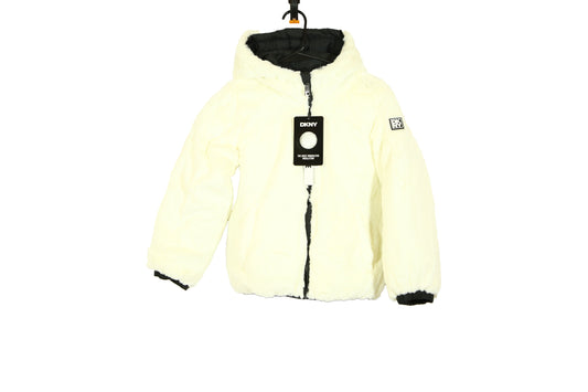 DKNY Unisex Reversible Puffer Hooded Jacket - Cozy Fur Zip Up