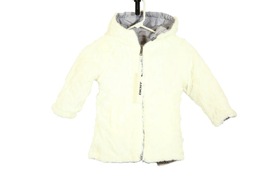DKNY Reversible Girls Winter Coat - Cozy Reversible Faux Fur