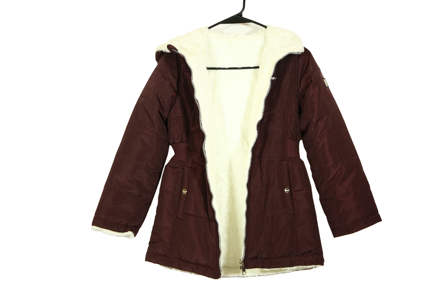 DKNY Reversible Girls Winter Coat - Cozy Reversible Faux Fur