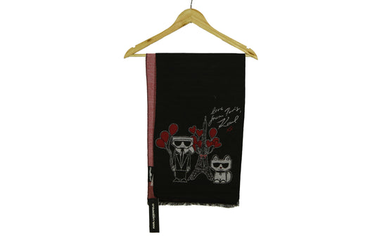 Karl Lagerfeld Women's Black Love From Paris Graphic Scarf