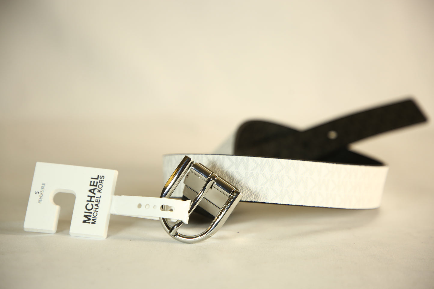 Michael Kors Reversible Black/White belt with Silver Buckle
