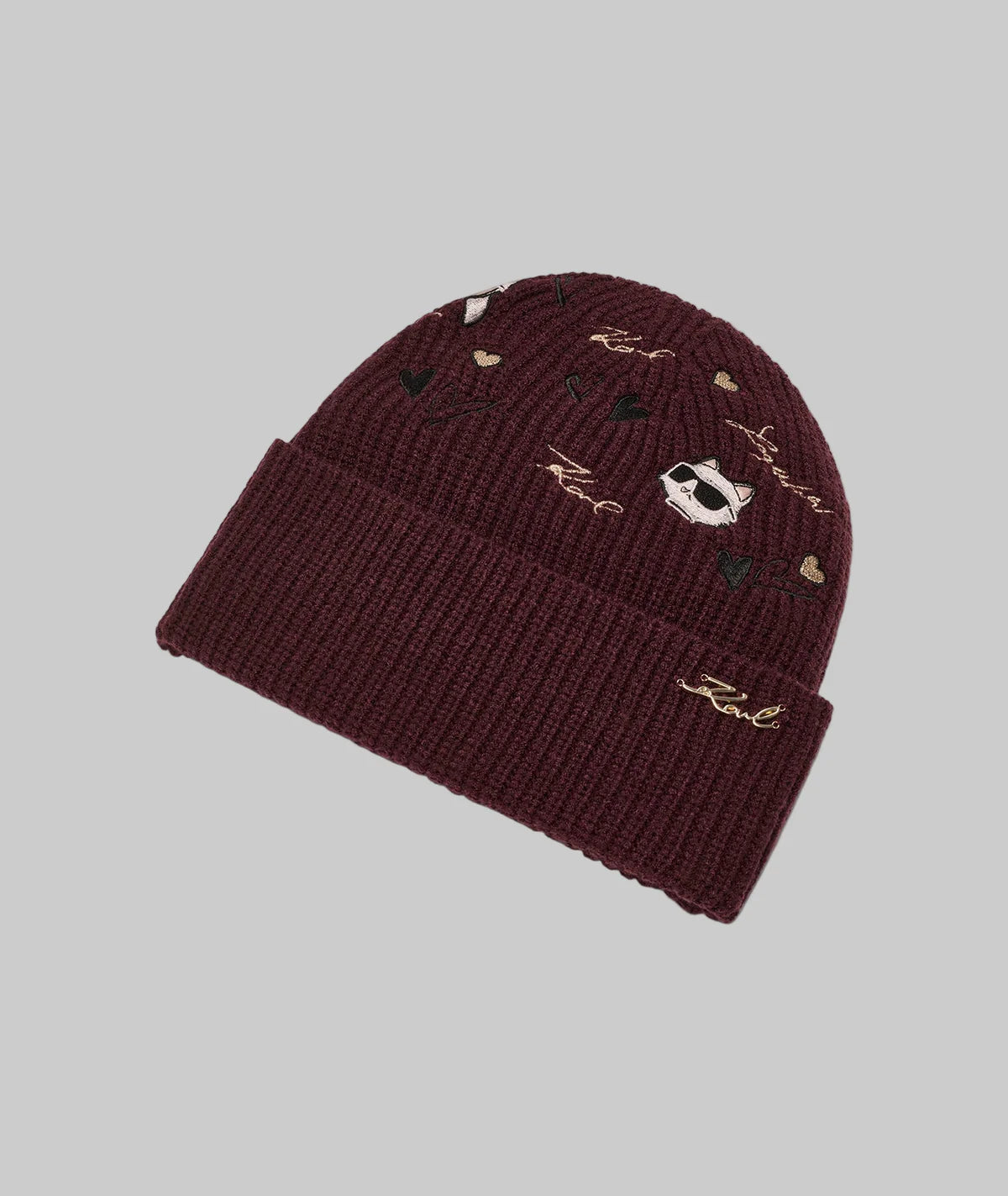 Karl Lagerfeld Burgundy ICONS KUFF BEANIE