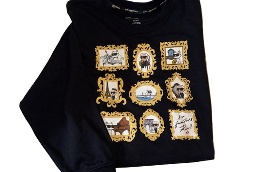 Karl Lagerfeld Black Sweatshirt with Gold Graphic Frames