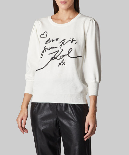 Sweater KARL LAGERFELD PARIS XX TEXT BLACK WHITE KNIT