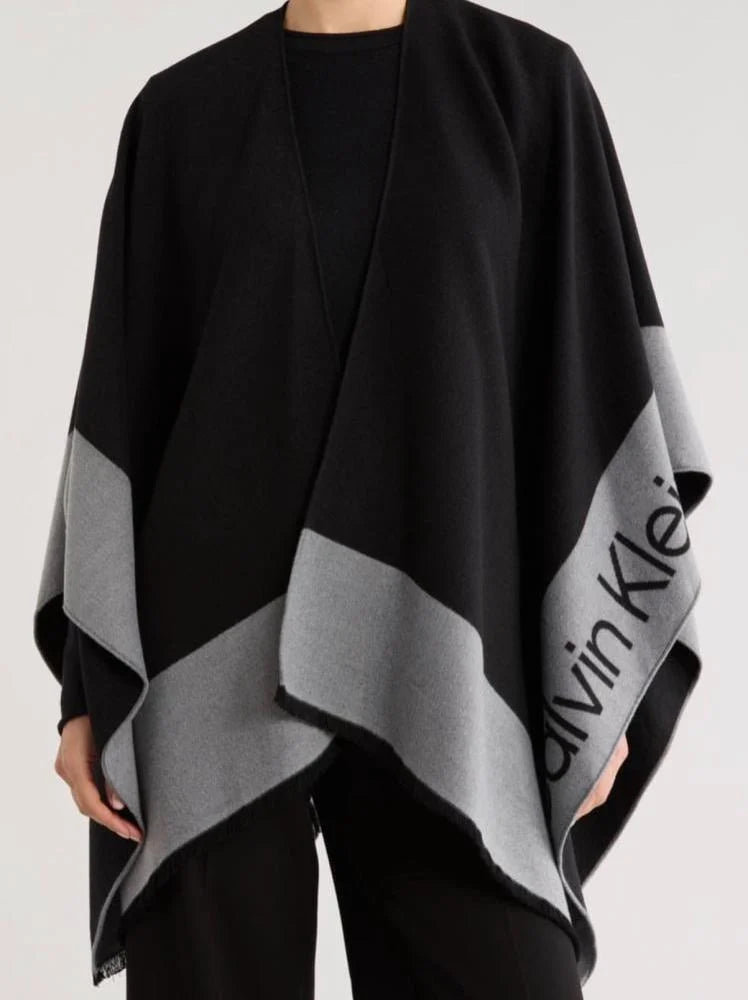 Calvin Klein Fringe Poncho / Shawl wrap