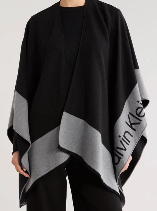 Calvin Klein Fringe Poncho / Shawl wrap