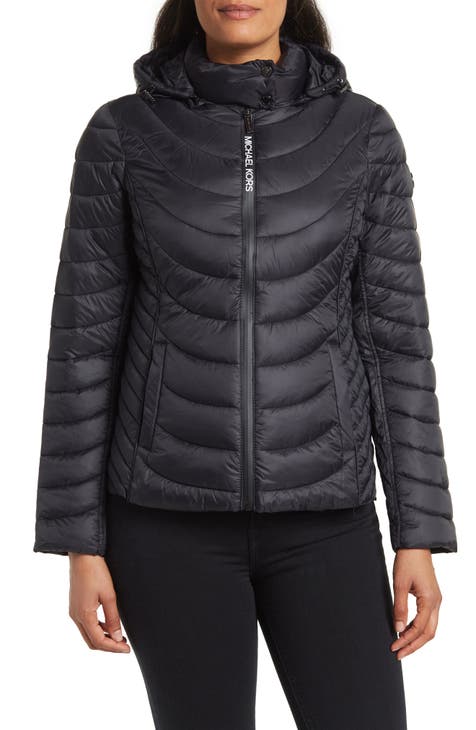 Michael Kors Women's Black Quilted & Hooded Puffer Jacket