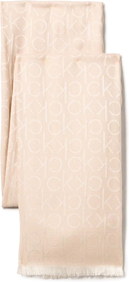 Calvin Klein Lightweight Pashmina Scarf with Tonal Logo Pattern