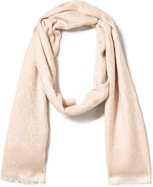 Calvin Klein Lightweight Pashmina Scarf with Tonal Logo Pattern