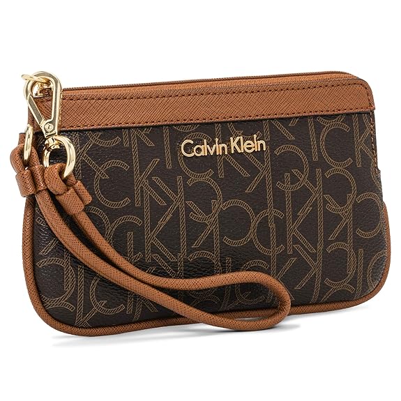 Brown Calvin Klein handbag with gold accents