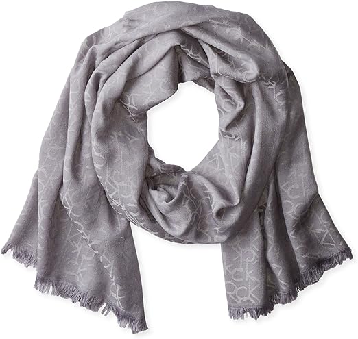 Calvin Klein Lightweight Pashmina Scarf with Tonal Logo Pattern