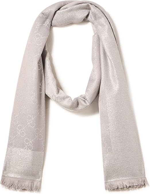 Calvin Klein Metallic Logo Scarf With Eyelash Fringe