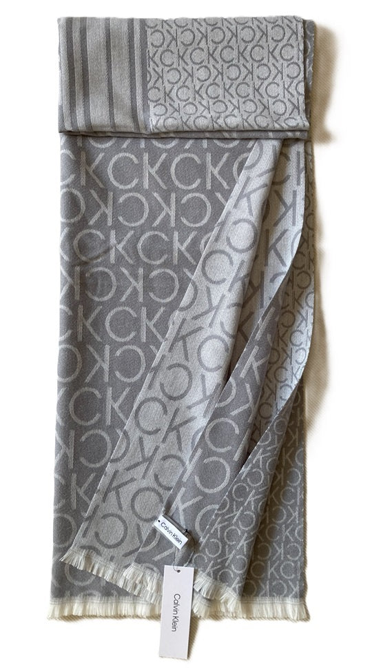 Calvin Klein Monogram CK Logo-Print Pashmina Wrap Scarf