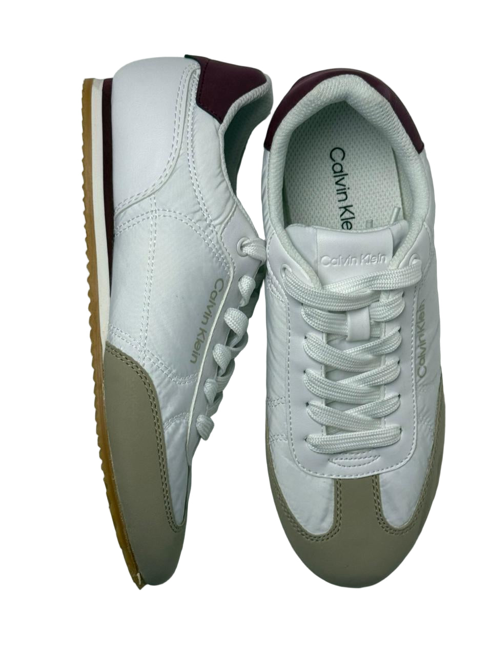 Calvin Klein Women's Seine Lace-Up Sneakers - White & Burgundy