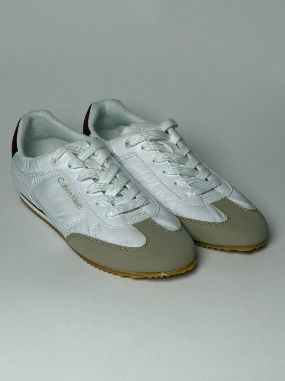 Calvin Klein Women's Seine Lace-Up Sneakers - White & Burgundy