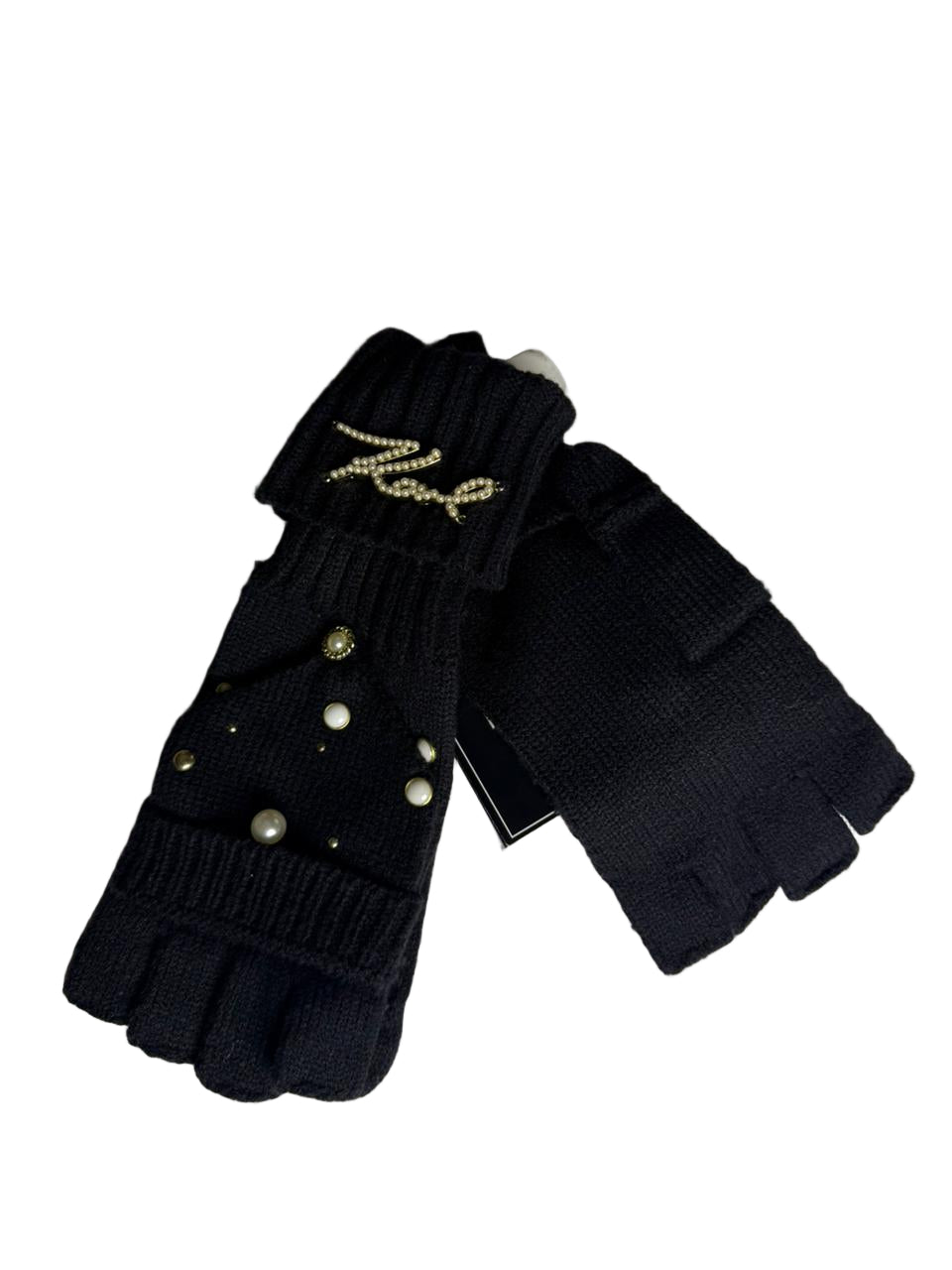 Karl Lagerfeld Essential Logo Knit Gloves | Black