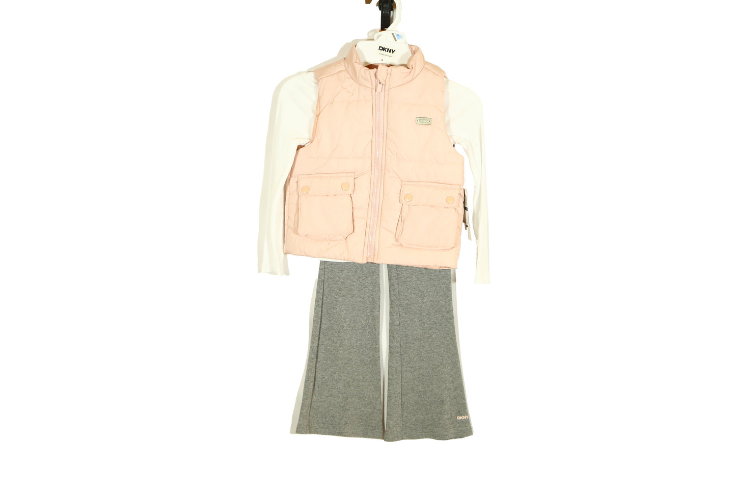 DKNY Girl's 3-Piece T-Shirt, Vest & Legging Set