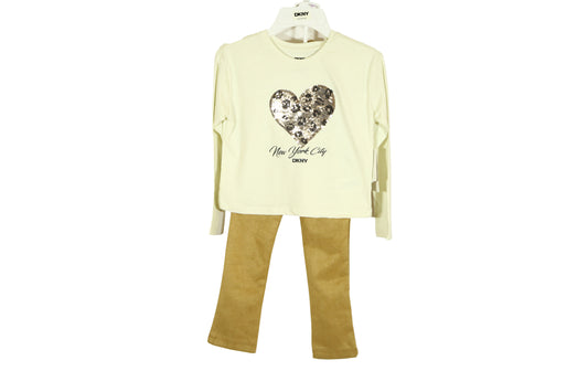 DKNY girls' long-sleeve shirt and SUEDE pants set