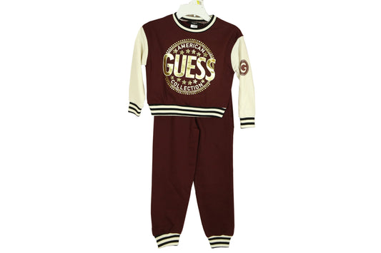Guess Burgundy Girls' 2- Pieces Fleece Joggers Set