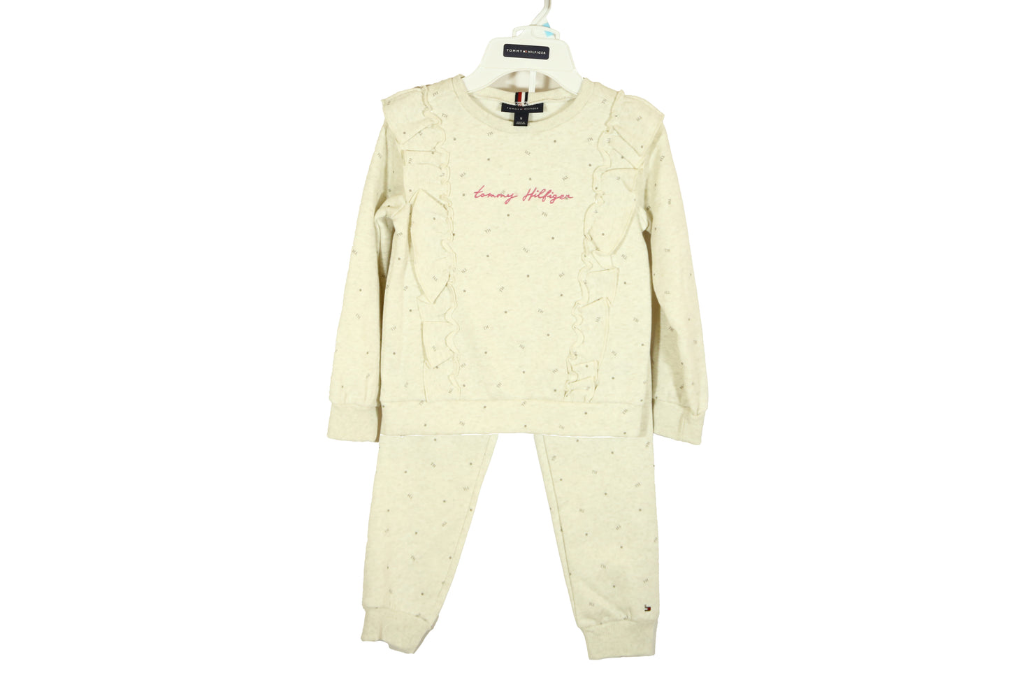 Tommy Hilfiger Girls' Ivory/Cream 2- Pieces Fleece Joggers Set