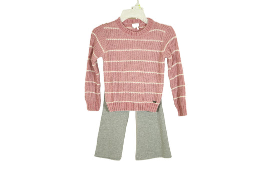 DKNY Girl 2 Pieces Knitted Sweater And Leggings Set, Pink/Grey