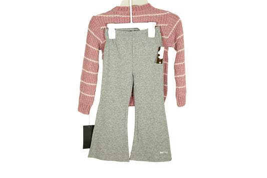 DKNY Girl 2 Pieces Knitted Sweater And Leggings Set, Pink/Grey