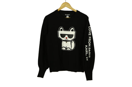 KARL LAGERFELD PARIS Women's Choupette Crewneck Sweater