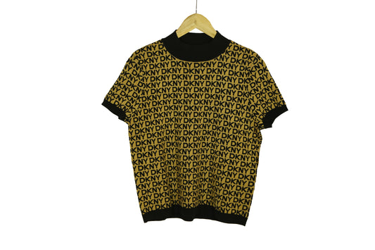 DKNY LOGO JACQUARD SHORT SLEEVE SWEATER