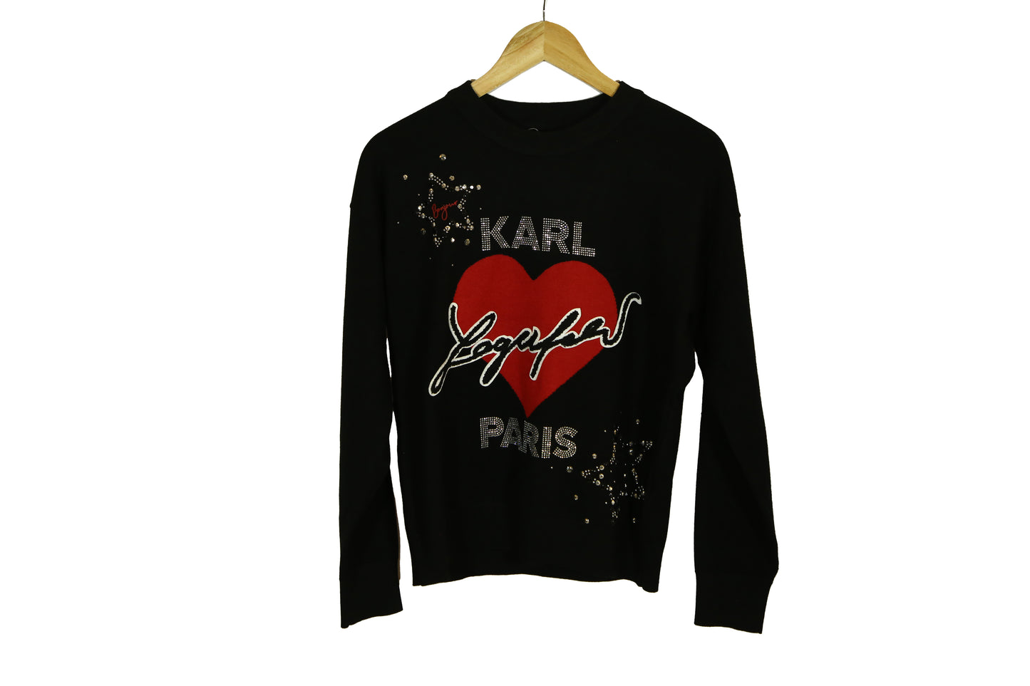 KARL LAGERFELD PARIS Women's Embellished Heart Graphic Sweater