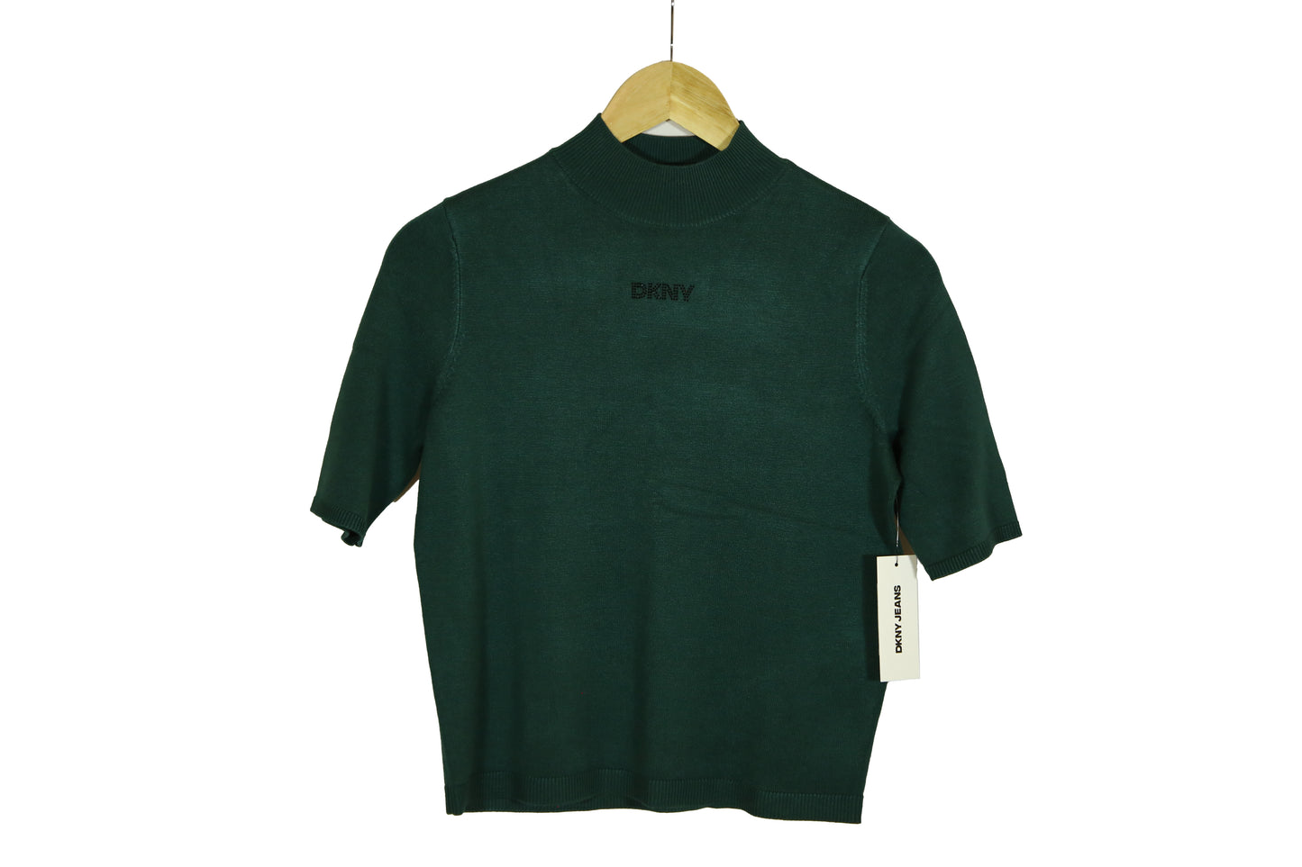 SHORT SLEEVE HOTFIX LOGO MOCK NECK SWEATER
