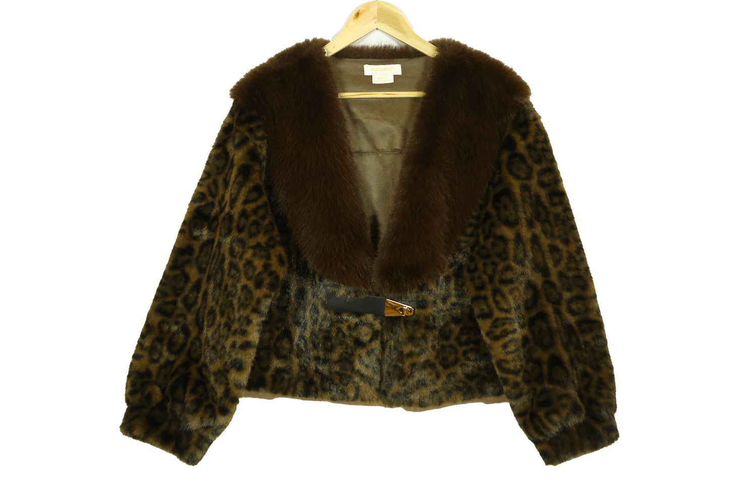 Coco Bleu Buckled Leopard Print Faux Fur Women's Jacket