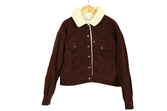 Levi's Women's Burgundy 90's Corduroy Sherpa Trucker Jacket