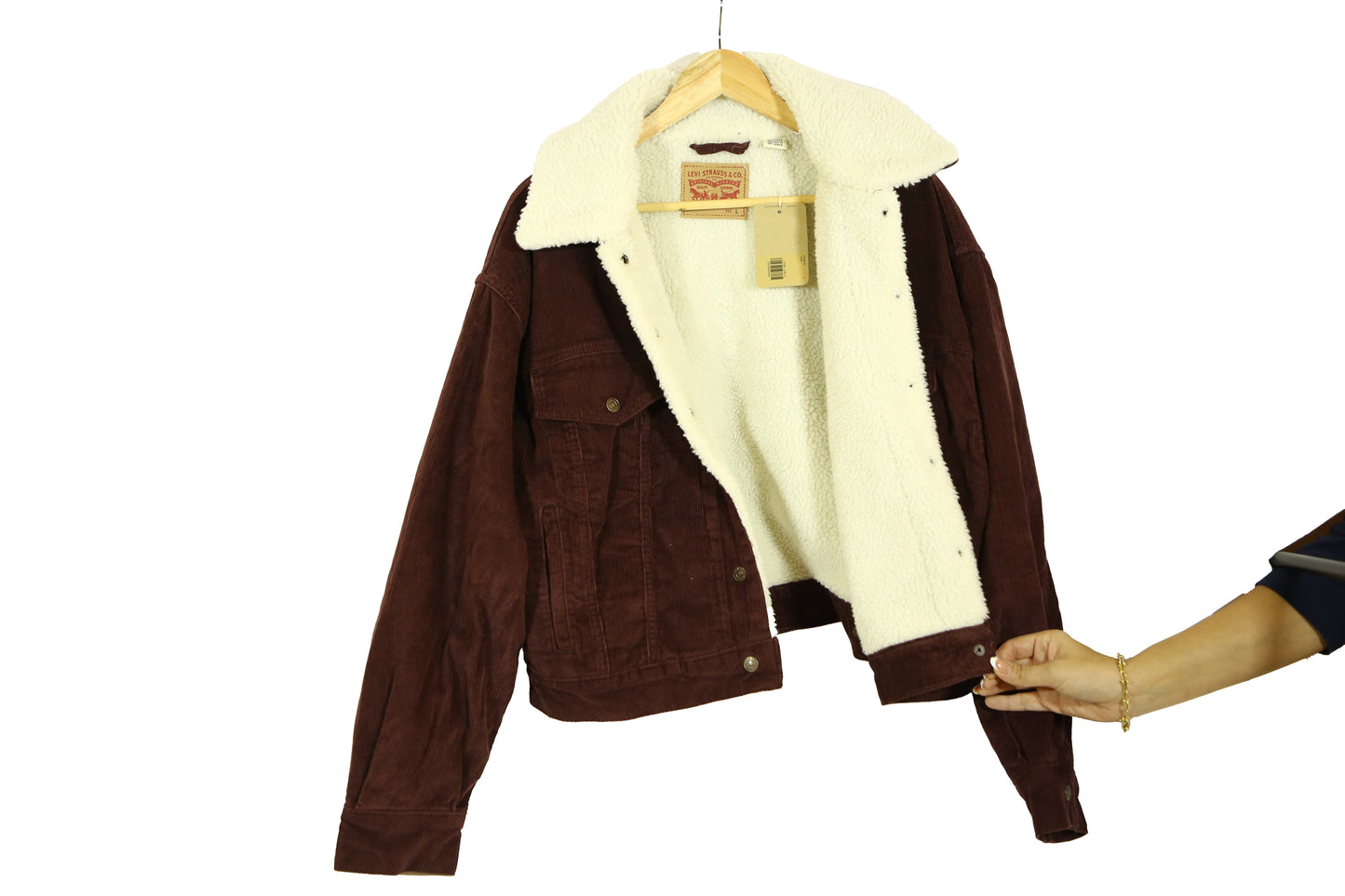 Levi's Women's Burgundy 90's Corduroy Sherpa Trucker Jacket