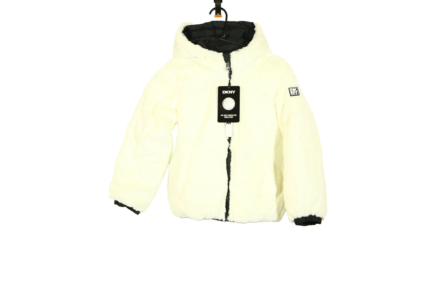 DKNY Unisex Reversible Puffer Hooded Jacket - Cozy Fur Zip Up