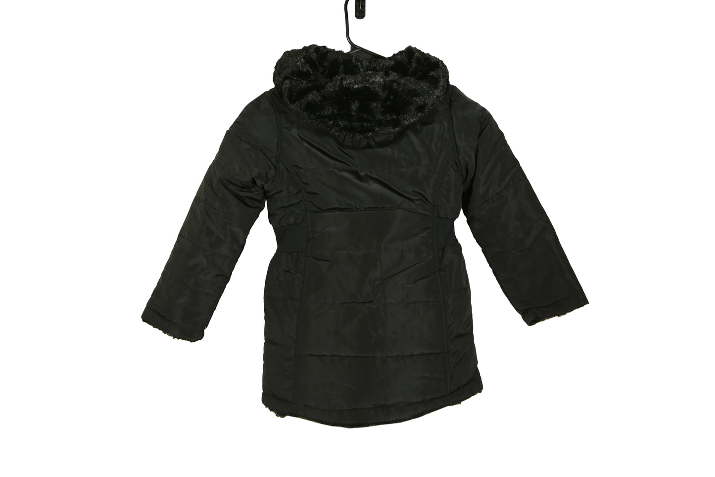 DKNY Girl's Winter Long Jacket - Full Zip Up Faux Fur Hooded