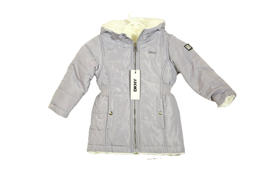 DKNY Reversible Girls Winter Coat - Cozy Reversible Faux Fur