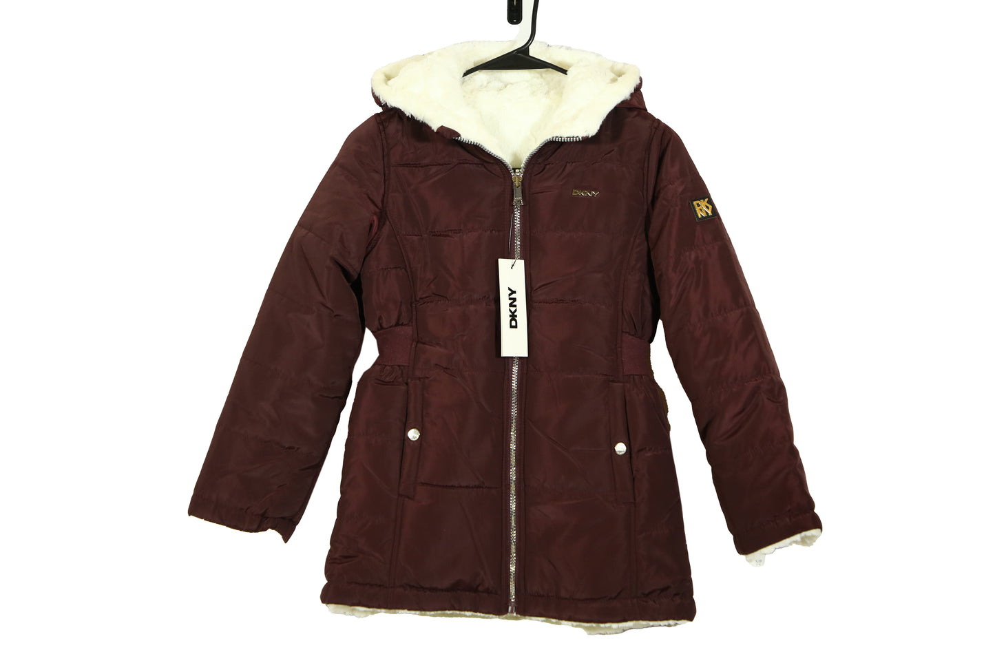 DKNY Reversible Girls Winter Coat - Cozy Reversible Faux Fur