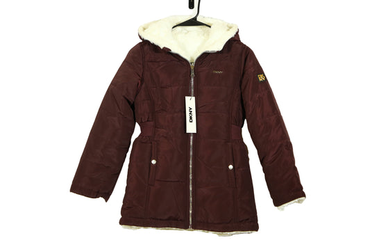 DKNY Reversible Girls Winter Coat - Cozy Reversible Faux Fur