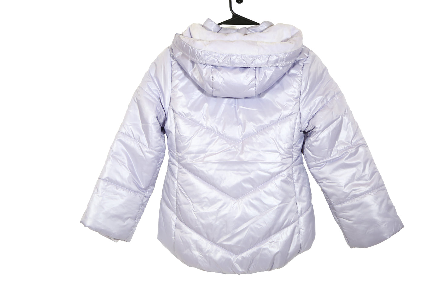Calvin Klein Girls Purple Curved Quilt Puffer with Hood Jacket