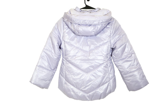 Calvin Klein Girls Purple Curved Quilt Puffer with Hood Jacket