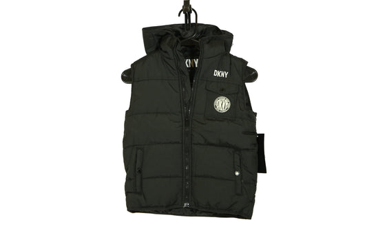 DKNY Boy's Black Reversible Hooded Puffer Gilet