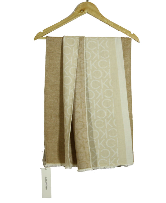 Calvin Klein Monogram CK Logo-Print Pashmina Wrap Scarf