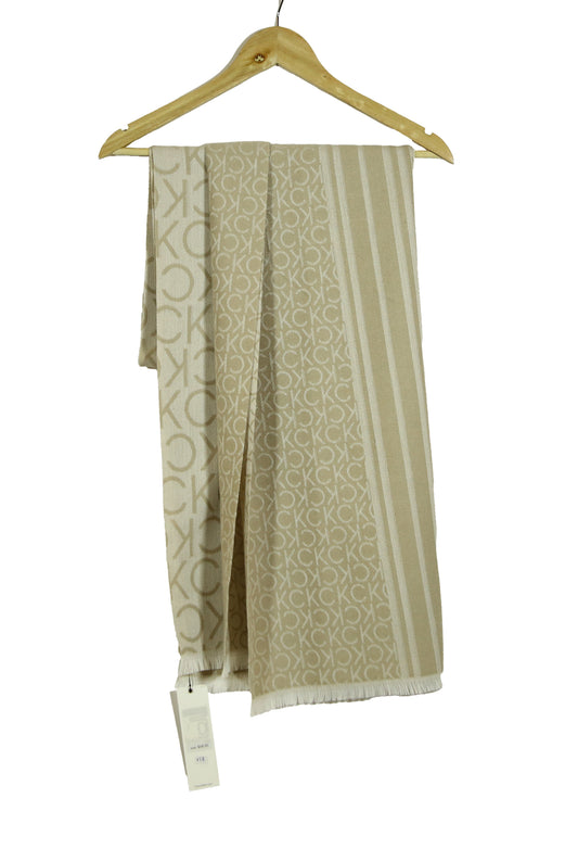 Calvin Klein Monogram CK Logo-Print Pashmina Wrap Scarf