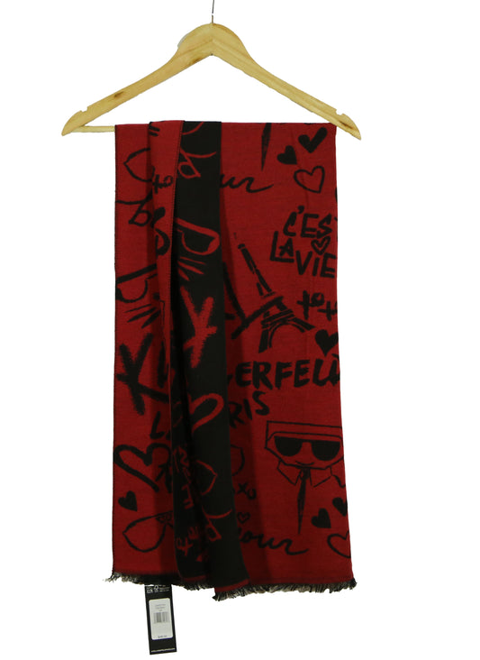 Karl Lagerfeld Women's Black Monogram Print Scarf