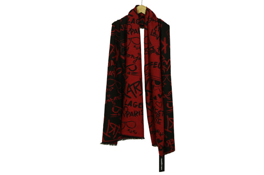 Karl Lagerfeld Women's Black Monogram Print Scarf